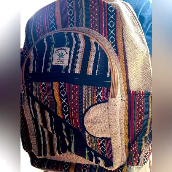 Unisex Pure Himalayan Hemp Backpack with Laptop Compartment and multiple pockets - Picture 2 of 3